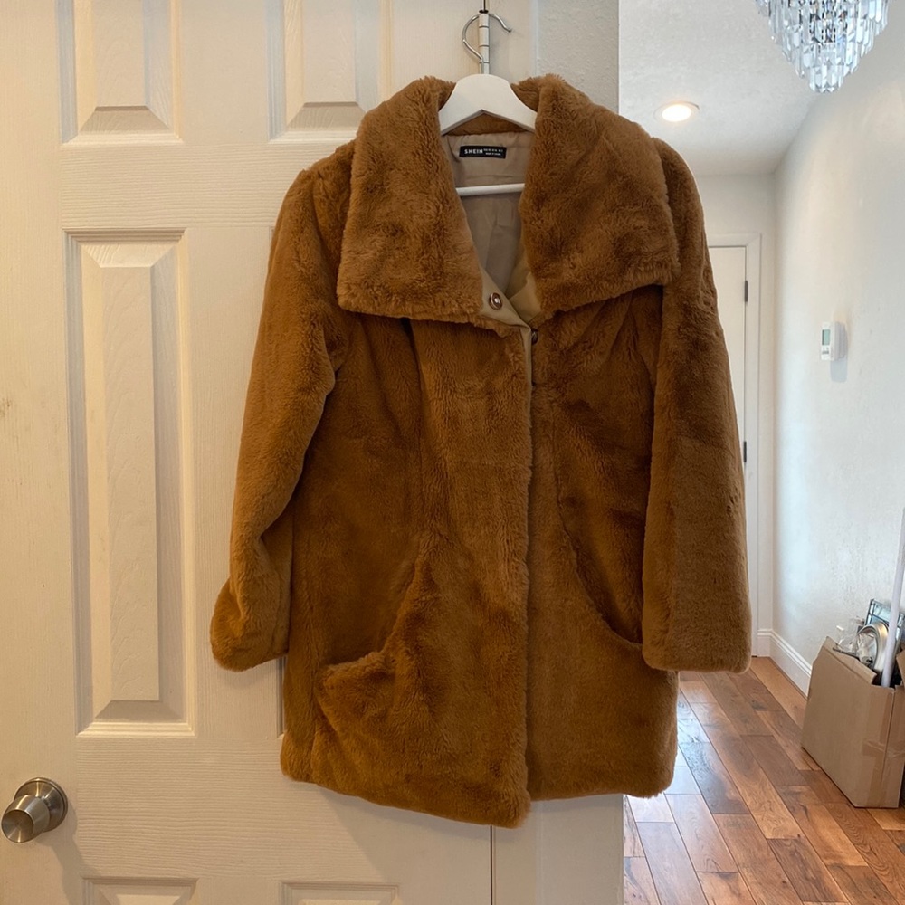 Shein faux fur jacket; size xs